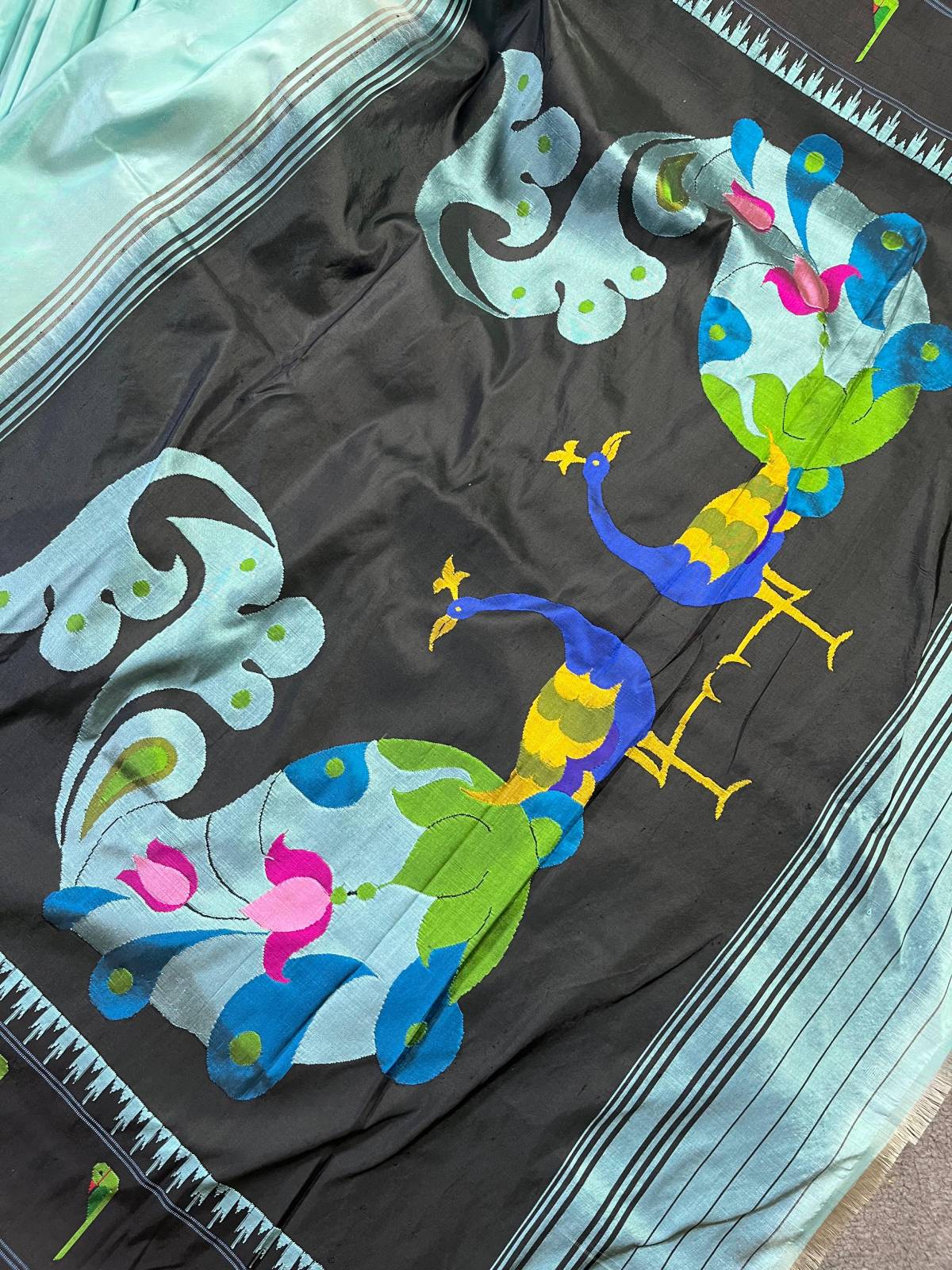 BLUE SILK PURE HANDLOOM PAITHANI SAREE