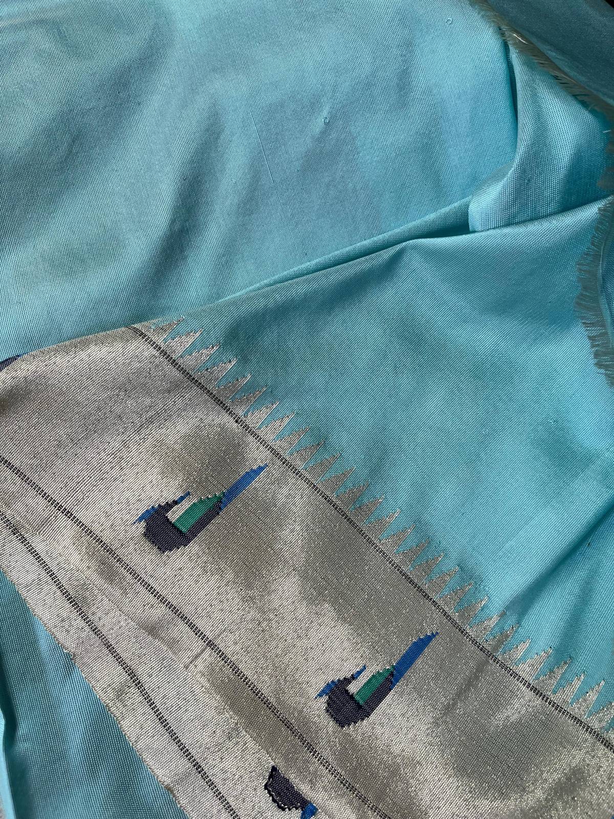 BLUE TISSUE PURE HANDLOOM PAITHANI SAREE