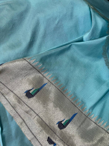 BLUE TISSUE PURE HANDLOOM PAITHANI SAREE