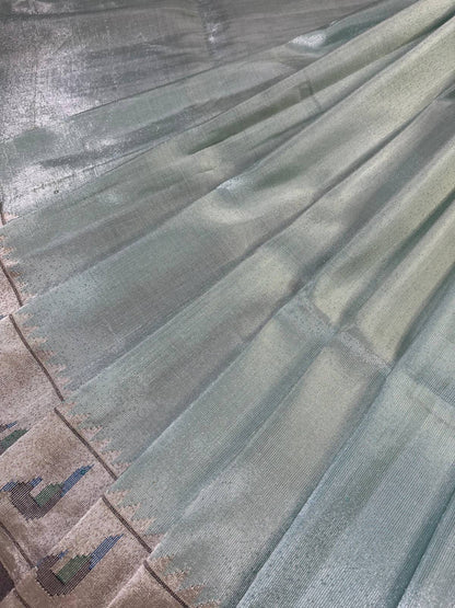 BLUE TISSUE PURE HANDLOOM PAITHANI SAREE