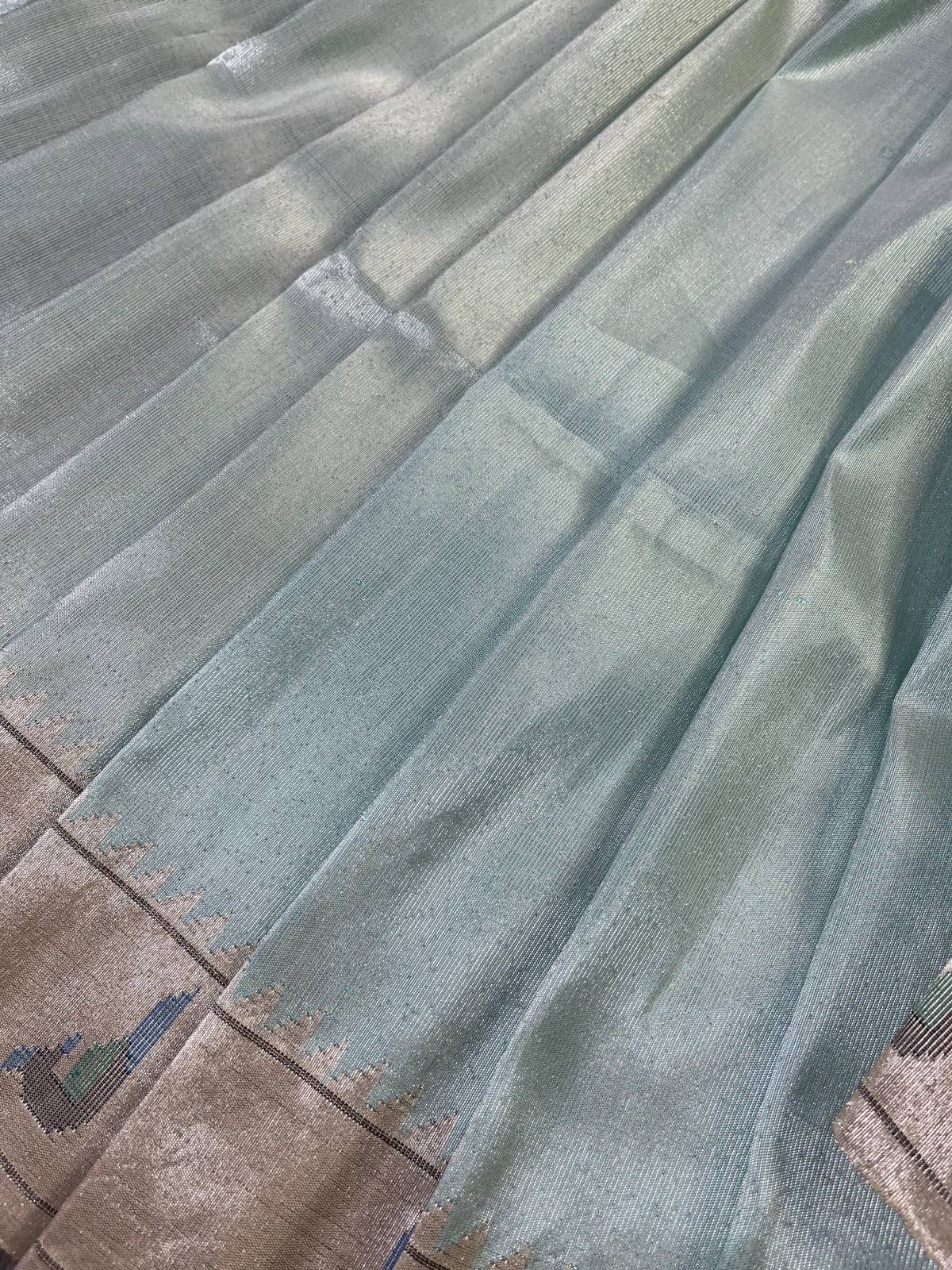 BLUE TISSUE PURE HANDLOOM PAITHANI SAREE