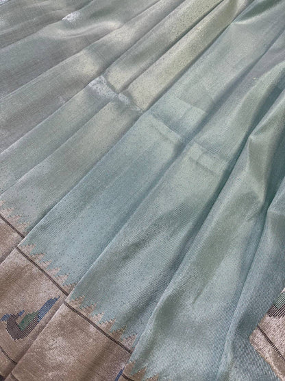 BLUE TISSUE PURE HANDLOOM PAITHANI SAREE