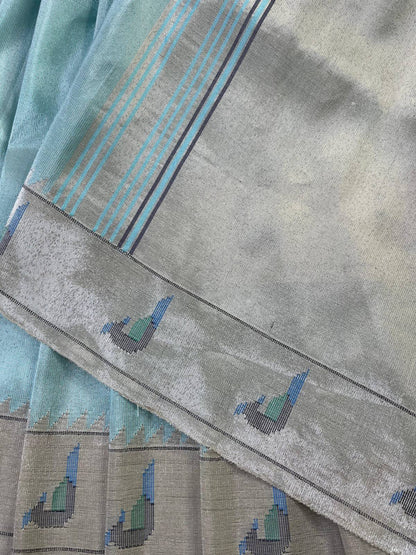 BLUE TISSUE PURE HANDLOOM PAITHANI SAREE