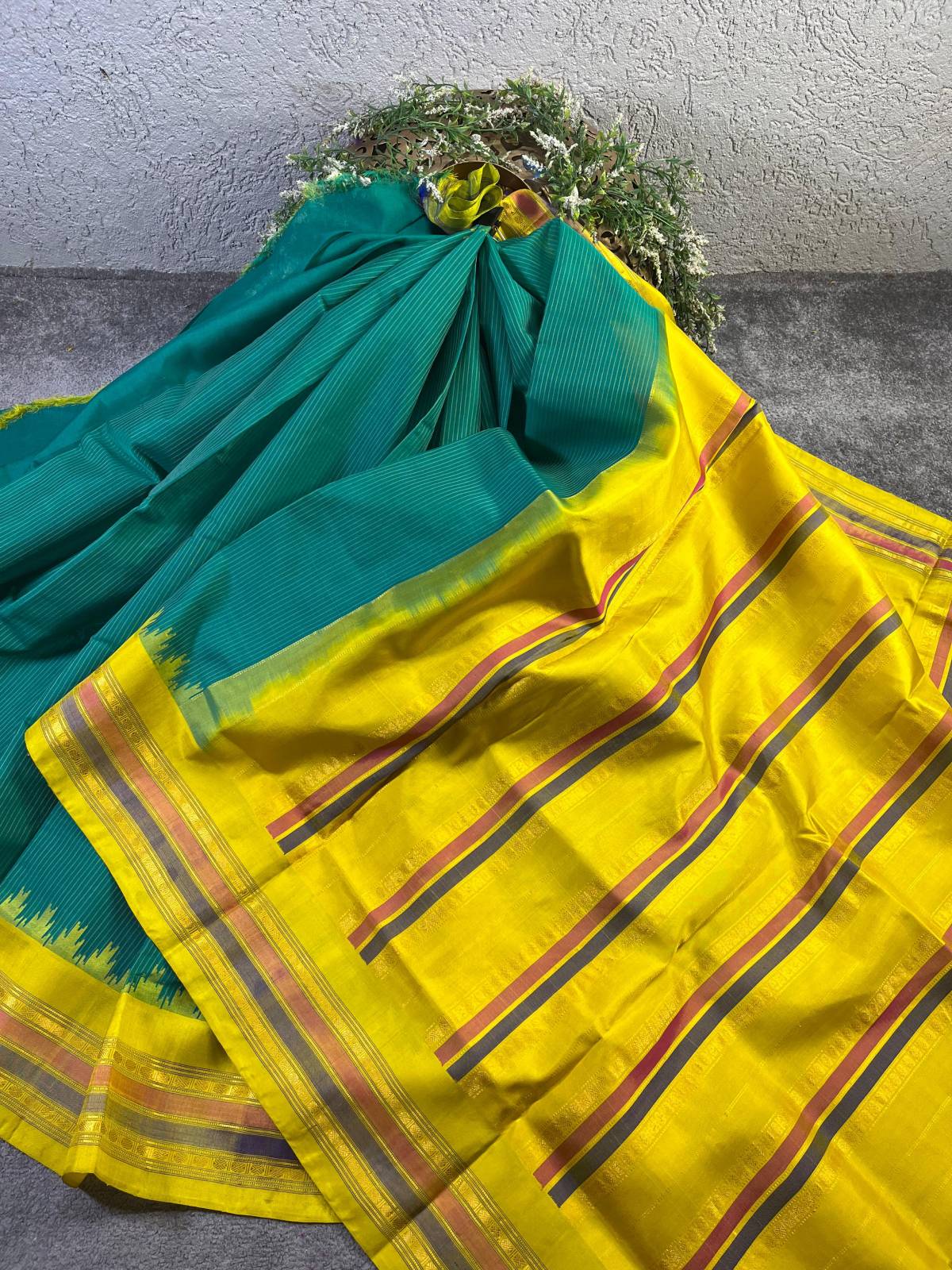 GREEN SICO PURE HANDLOOM GADWAL SAREE
