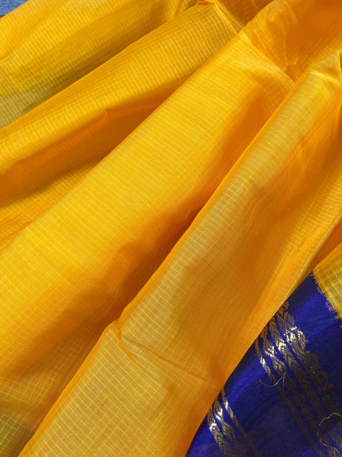 MANGO YELLOW COTTON PURE HANDLOOM GADWAL SAREE