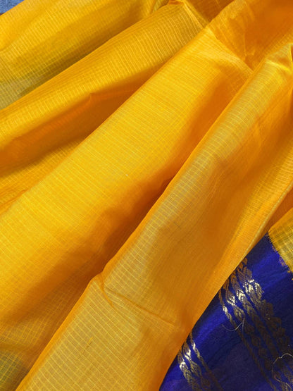 MANGO YELLOW COTTON PURE HANDLOOM GADWAL SAREE