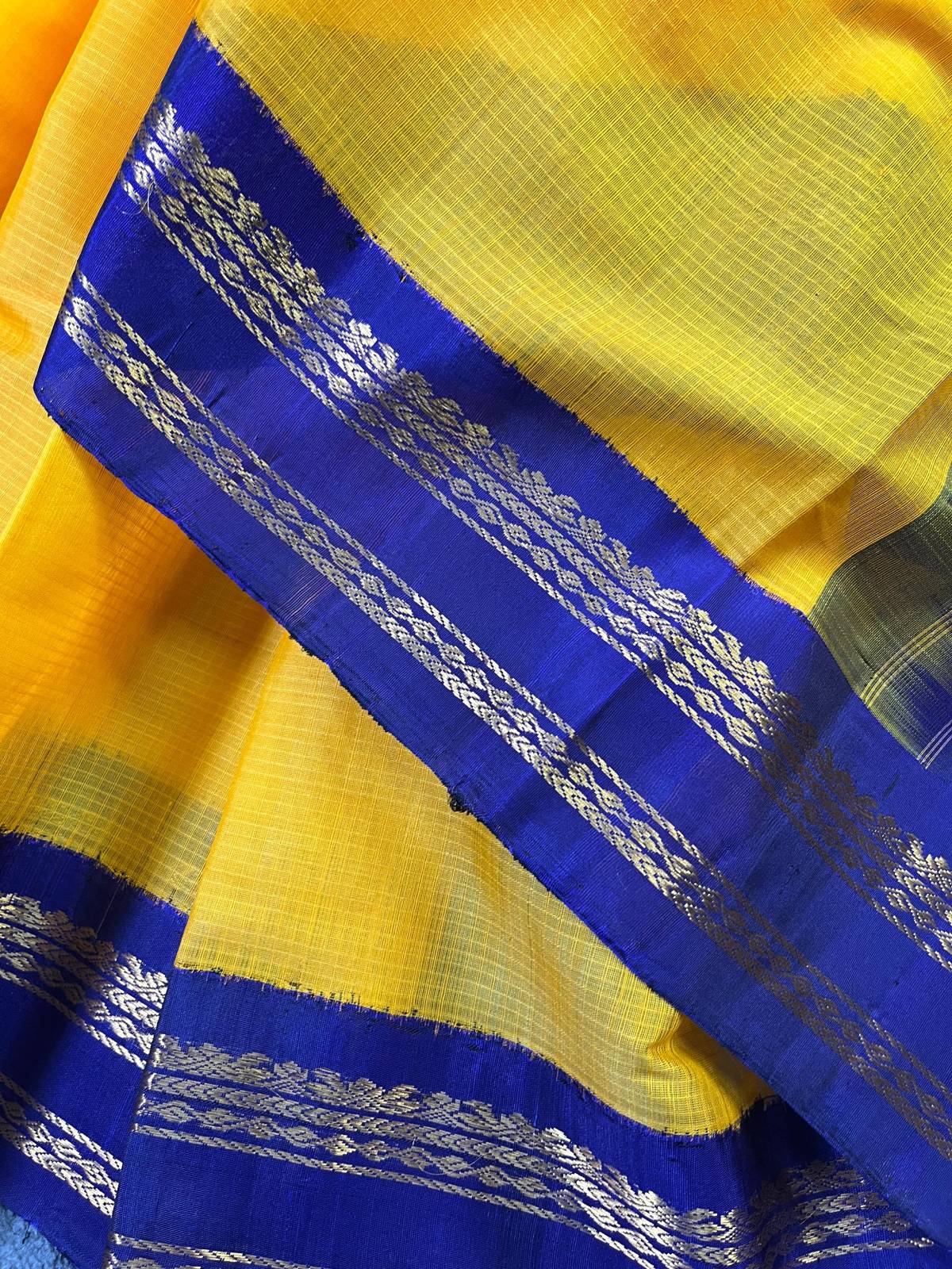 MANGO YELLOW COTTON PURE HANDLOOM GADWAL SAREE