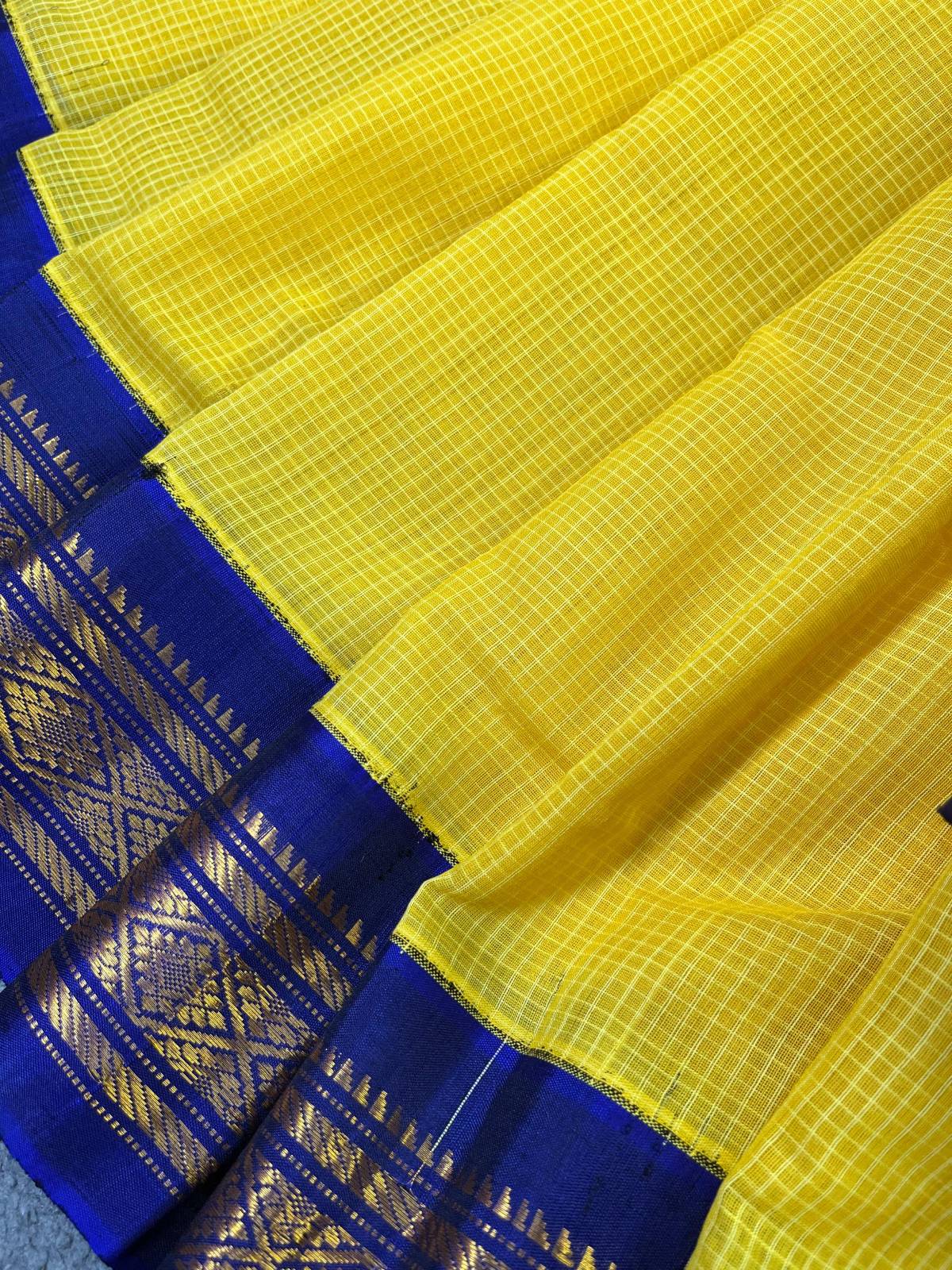 YELLOW COTTON PURE HANDLOOM GADWAL SAREE