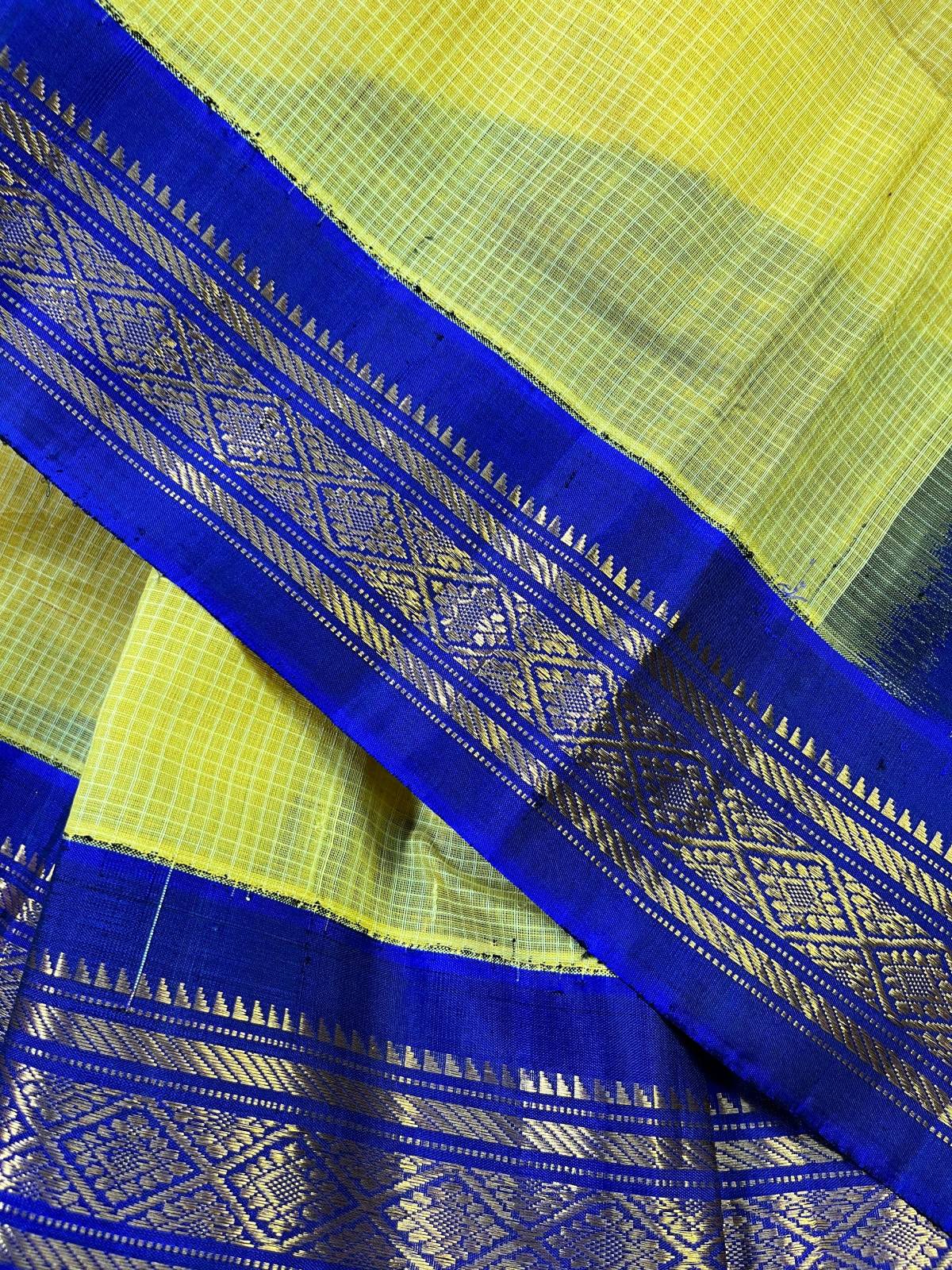 YELLOW COTTON PURE HANDLOOM GADWAL SAREE