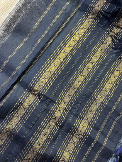 BEIGE COTTON PURE HANDLOOM GADWAL SAREE