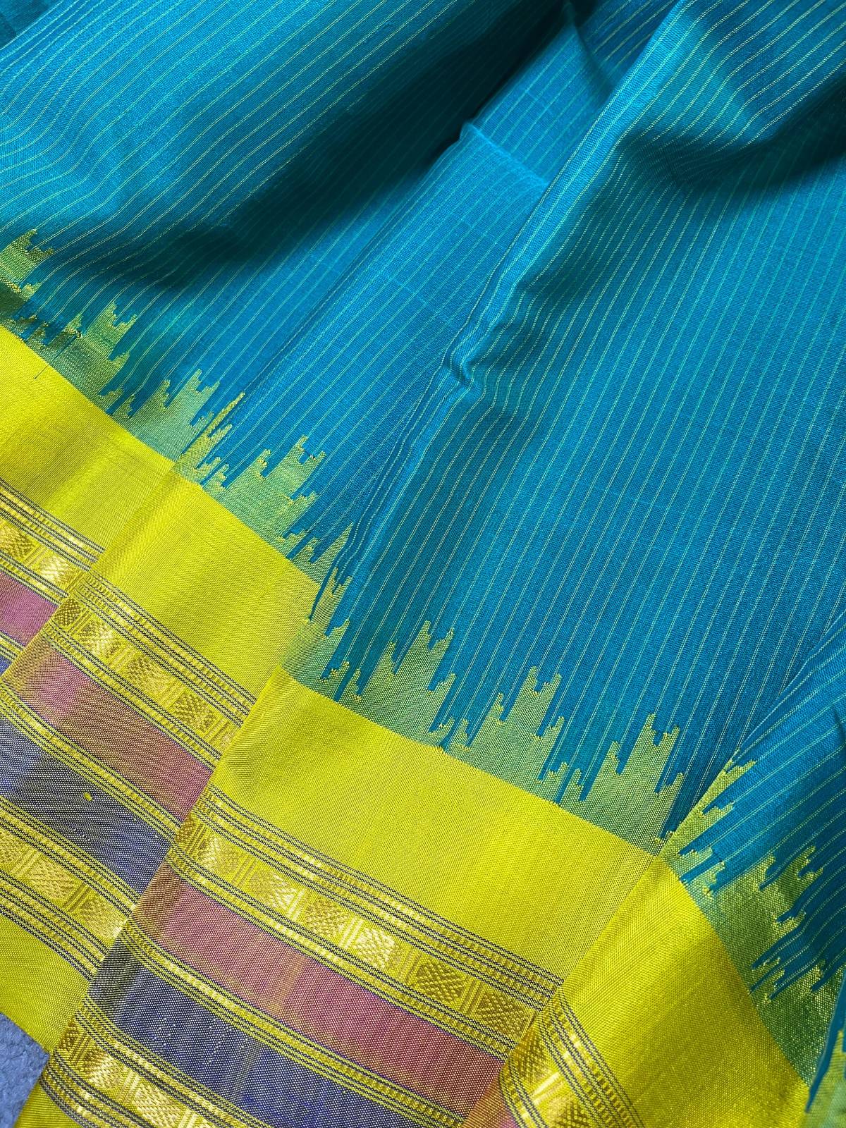 GREEN SICO PURE HANDLOOM GADWAL SAREE