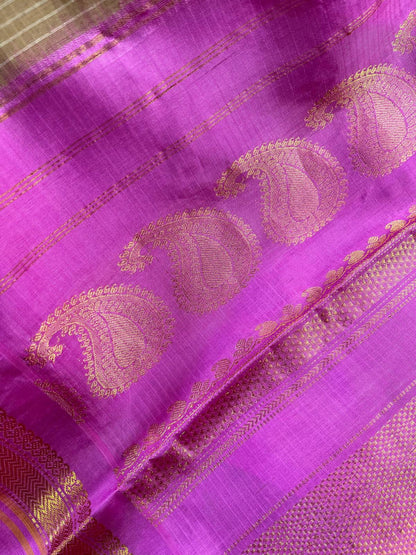 BEIGE COTTON PURE HANDLOOM GADWAL SAREE