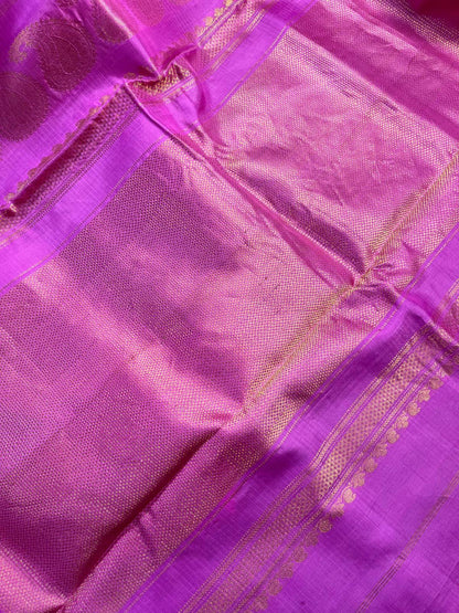 BEIGE COTTON PURE HANDLOOM GADWAL SAREE