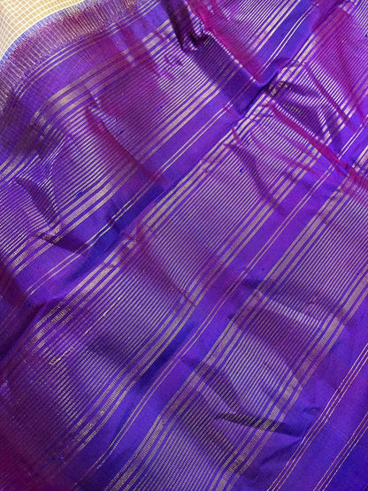 BEIGE COTTON PURE HANDLOOM GADWAL SAREE