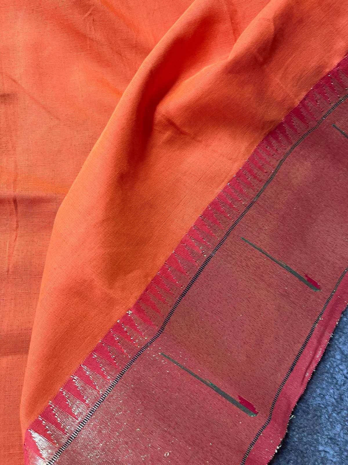 ORANGE PURE HANDLOOM COTTON PAITHANI SAREE