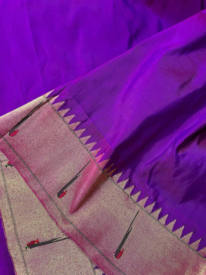 PURPLE SILK PURE HANDLOOM PAITHANI SAREE