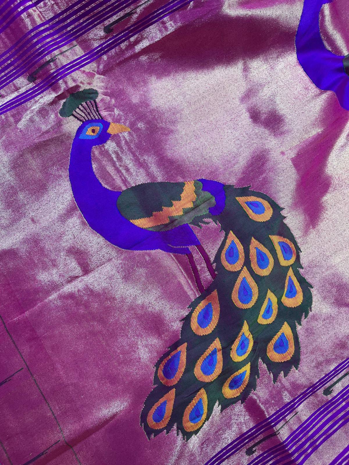PURPLE SILK PURE HANDLOOM PAITHANI SAREE