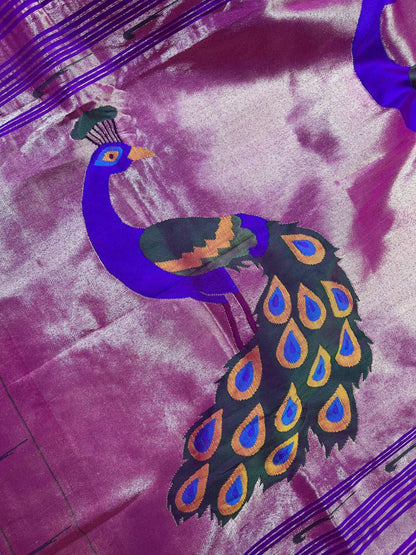 PURPLE SILK PURE HANDLOOM PAITHANI SAREE