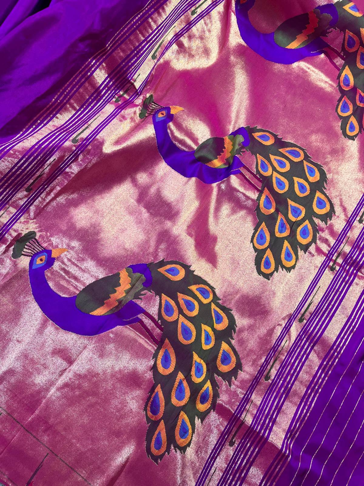PURPLE SILK PURE HANDLOOM PAITHANI SAREE