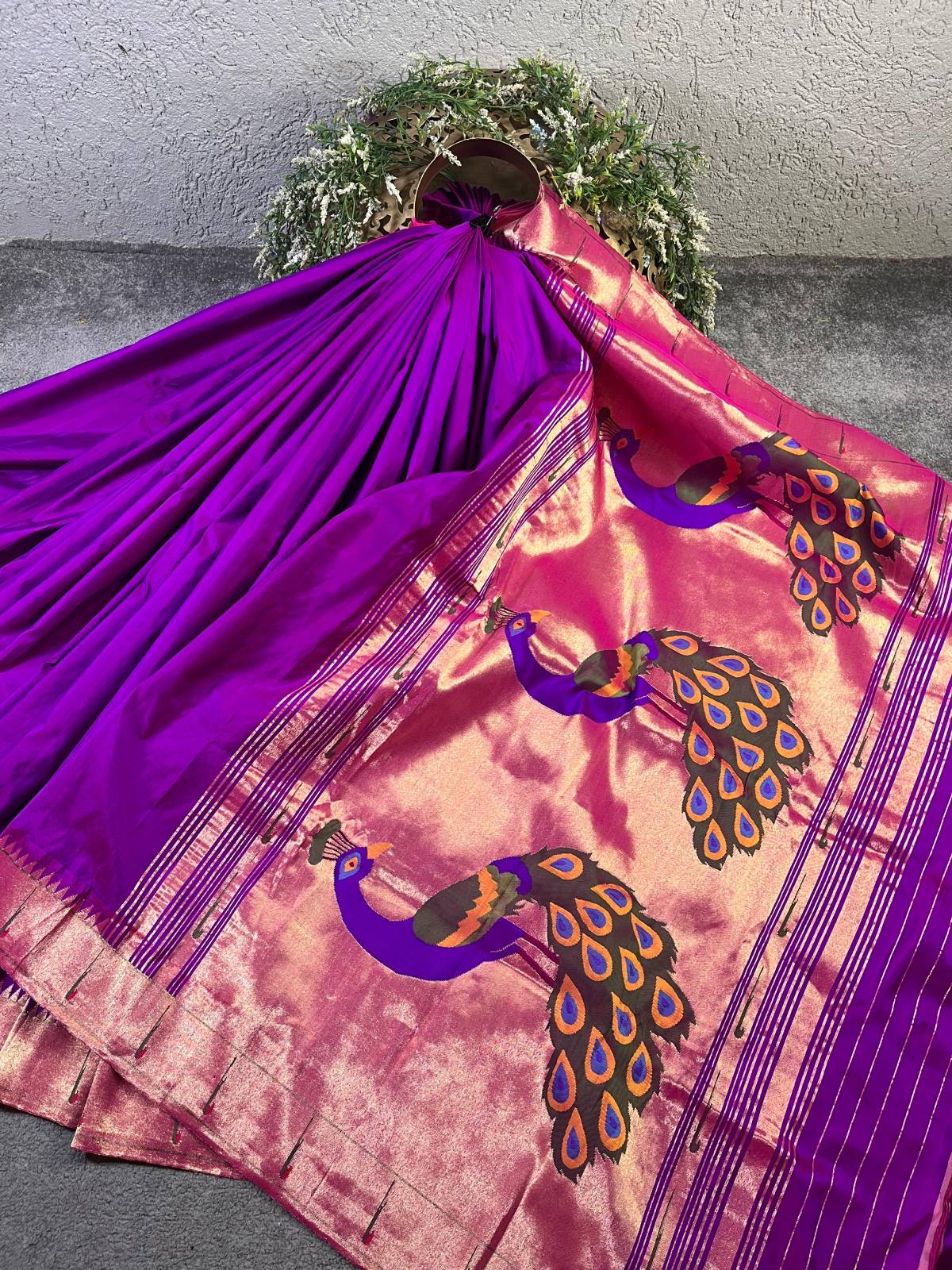 PURPLE SILK PURE HANDLOOM PAITHANI SAREE