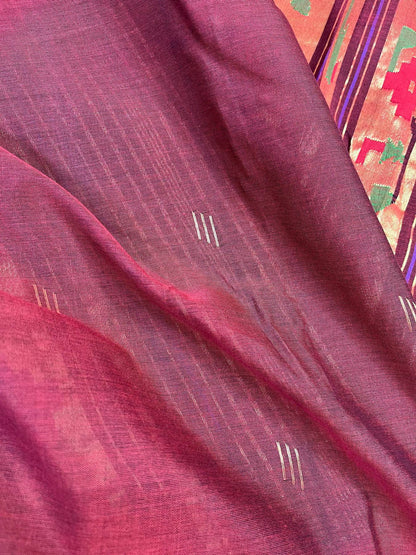 MAROON COTTON PURE HANDLOOM PAITHANI SAREE