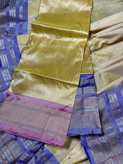 CREAM SILK PURE HANDLOOM PAITHANI SAREE