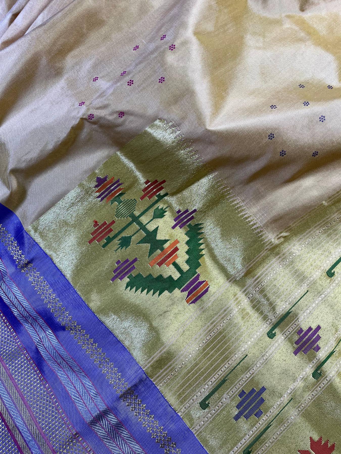 CREAM SILK PURE HANDLOOM PAITHANI SAREE