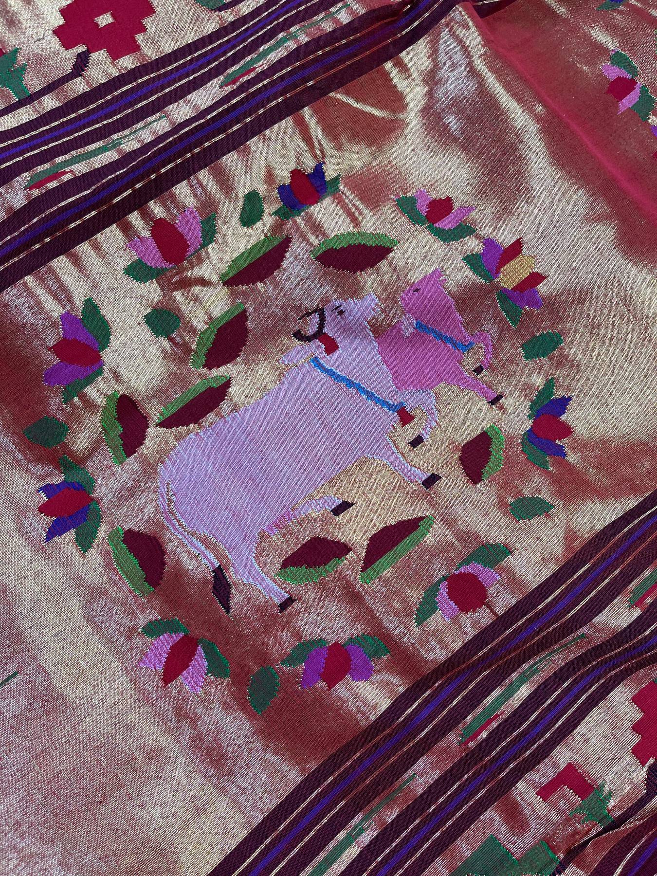 MAROON COTTON PURE HANDLOOM PAITHANI SAREE