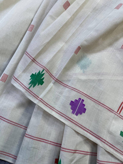 OFF-WHITE COTTON PURE HANDLOOM PAITHANI SAREE