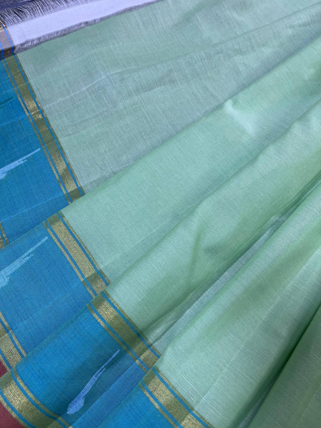 PISTA GREEN COTTON PURE HANDLOOM PAITHANI SAREE