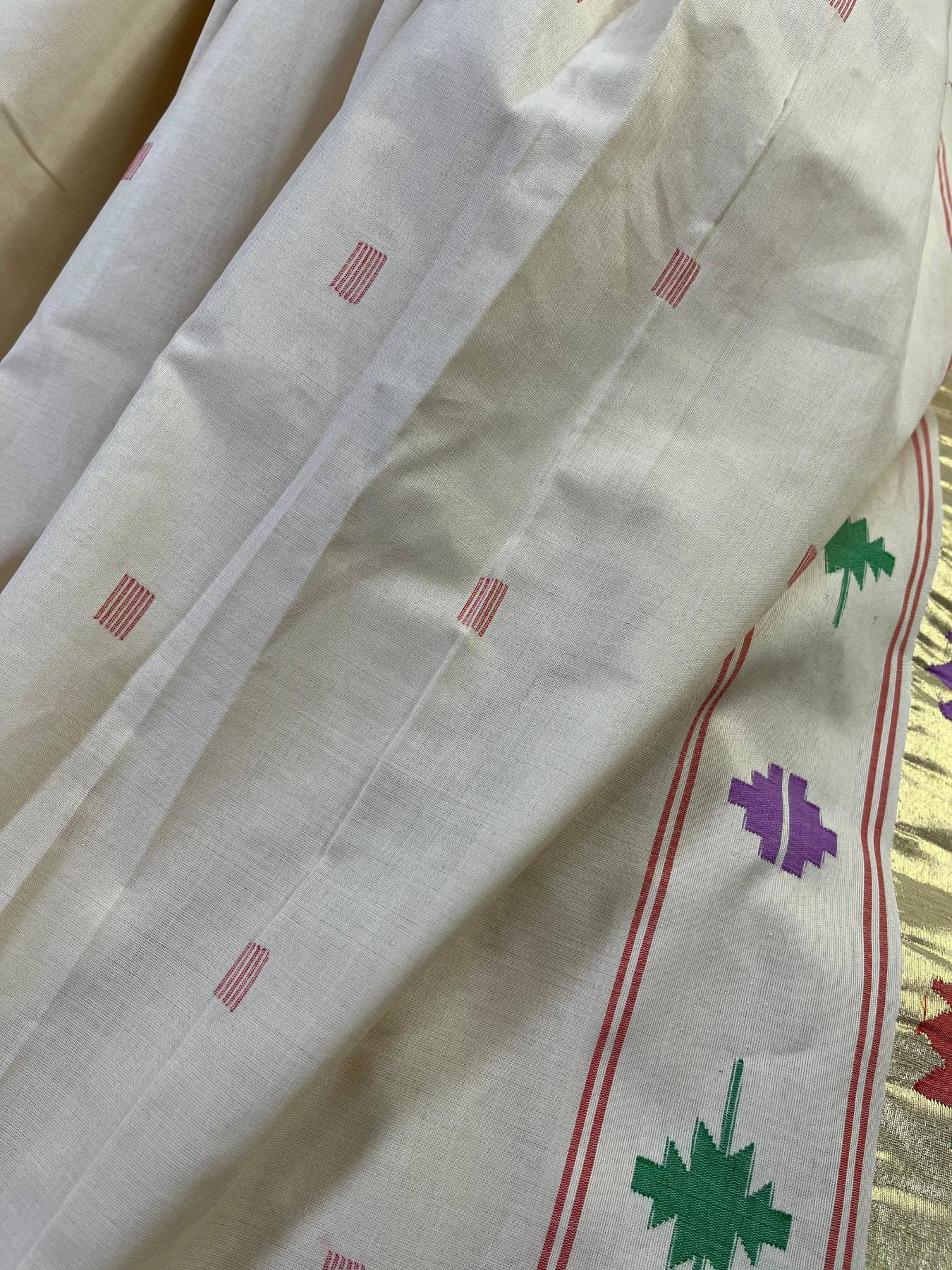 OFF-WHITE COTTON PURE HANDLOOM PAITHANI SAREE
