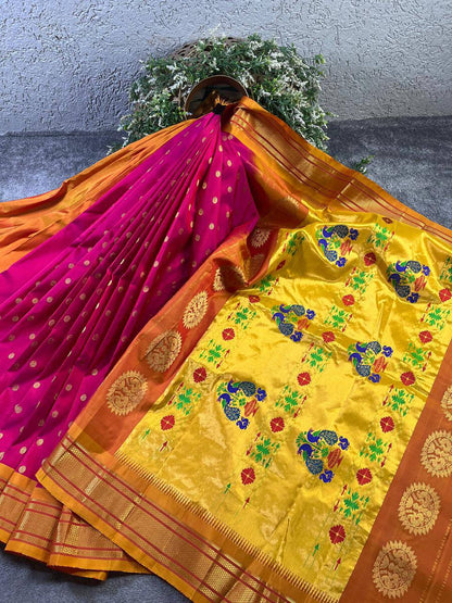 PINK PURE SILK PAITHANI SAREE