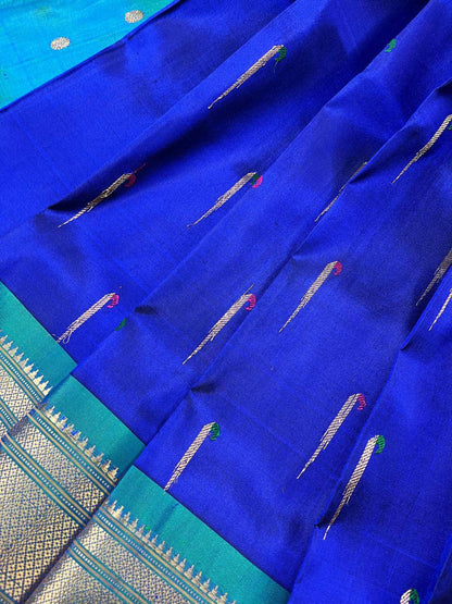 INK BLUE PURE SILK PAITHANI SAREE