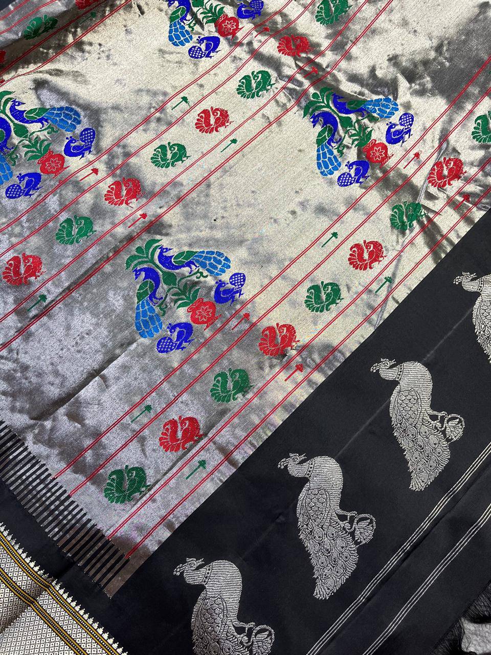 BLACK PURE SILK PAITHANI SAREE