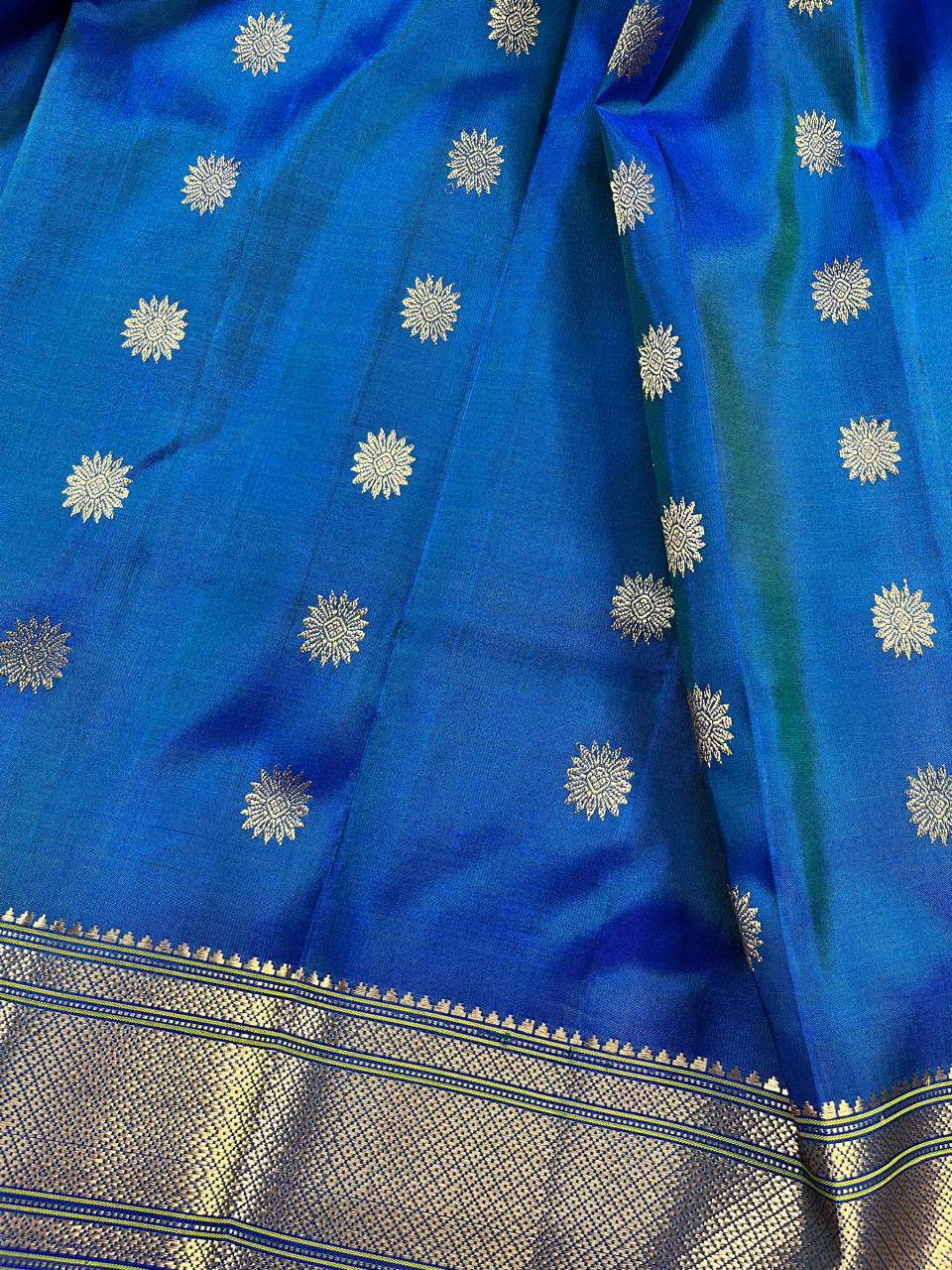 TWO TONE INK BLUE PURE SILK PAITHANI SAREE