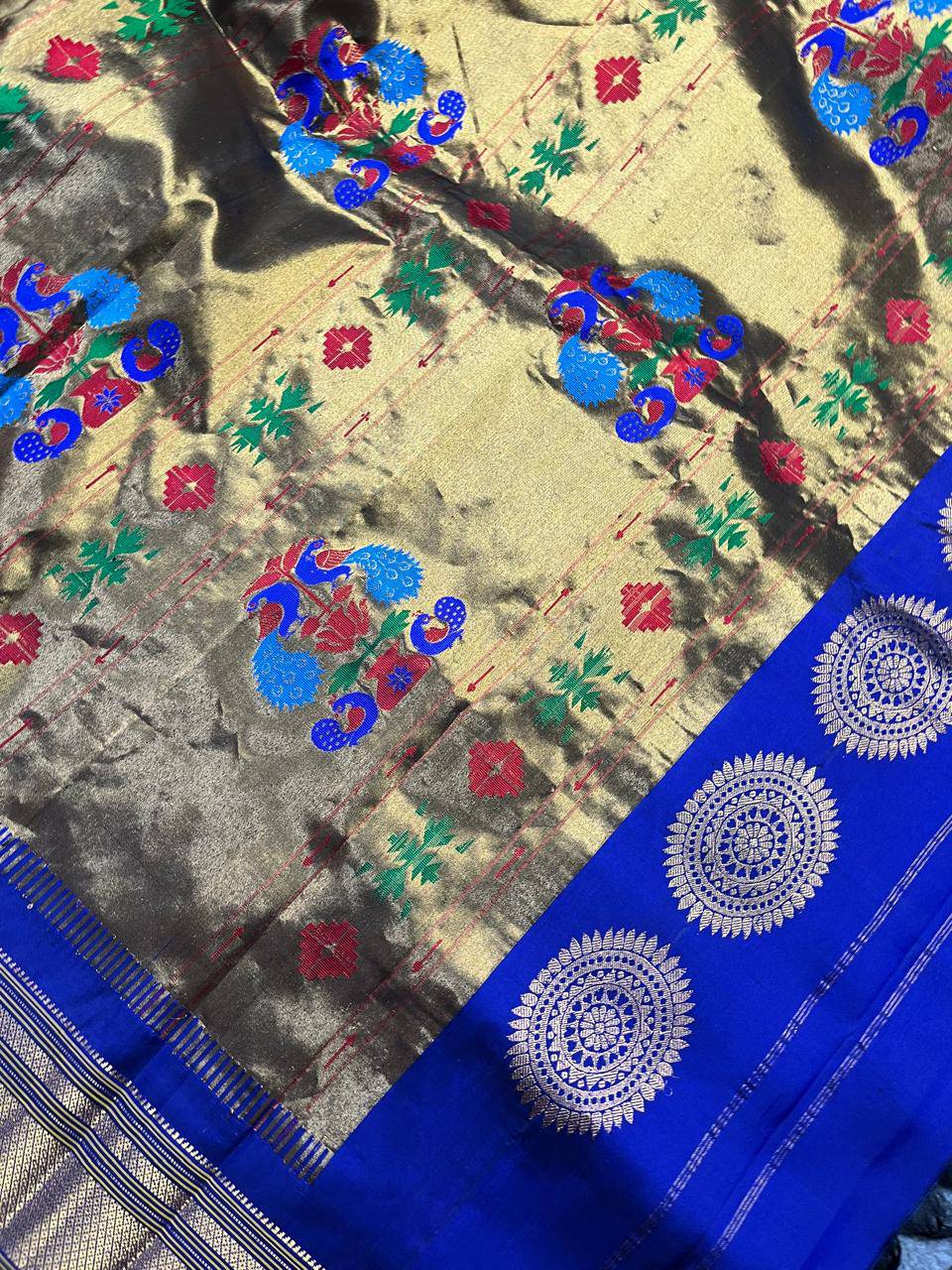 INK BLUE SILK PURE PAITHANI SAREE