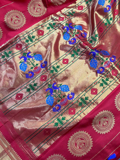 RED PURE SILK PAITHANI SAREE
