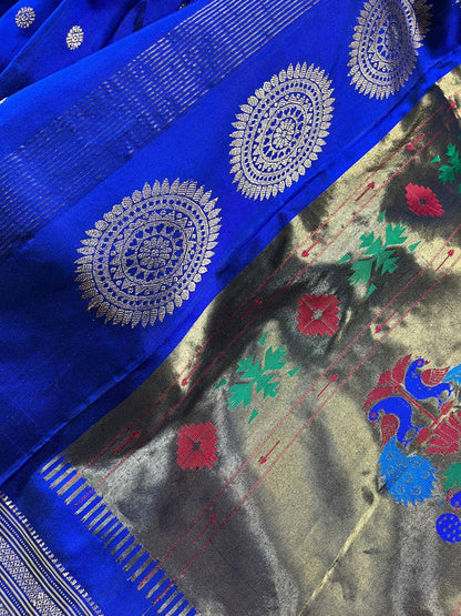 INK BLUE SILK PURE PAITHANI SAREE