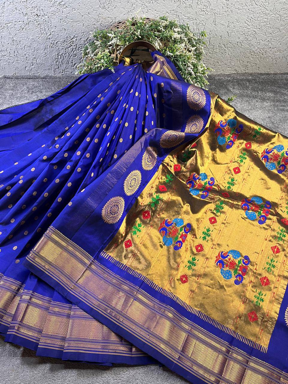 INK BLUE SILK PURE PAITHANI SAREE