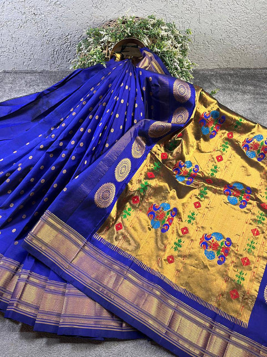 INK BLUE SILK PURE PAITHANI SAREE
