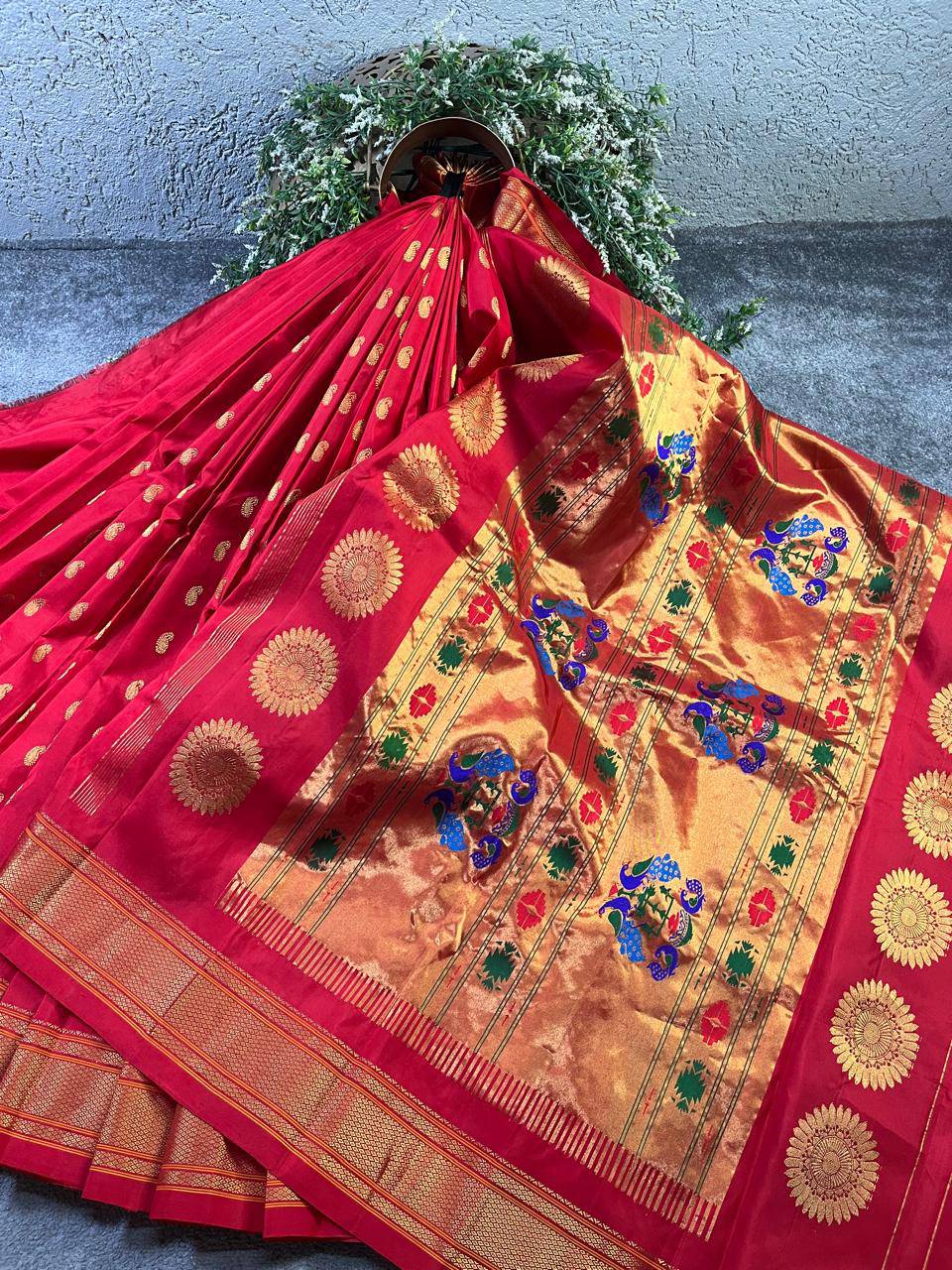 RED PURE SILK PAITHANI SAREE