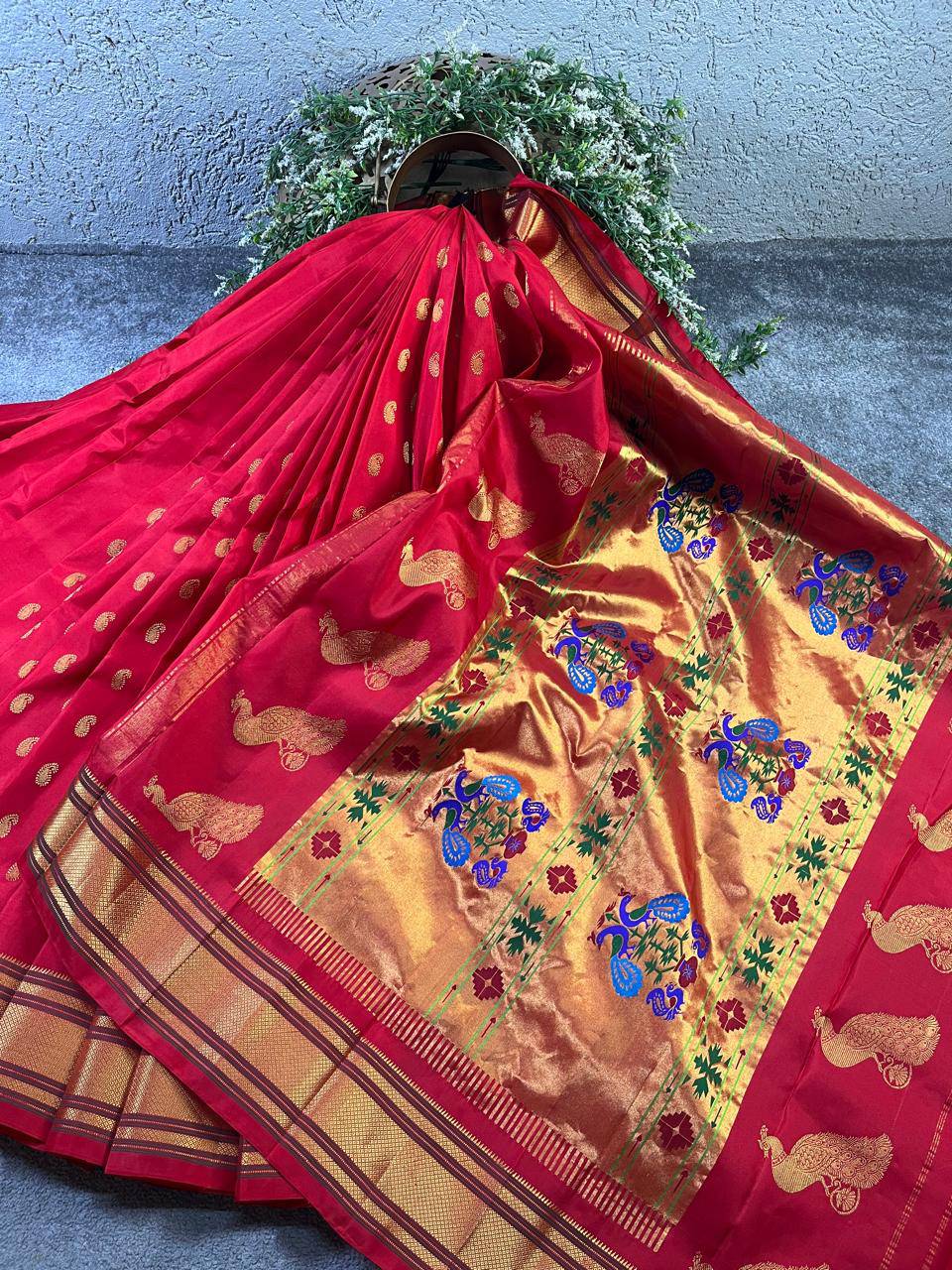 RED PURE SILK PAITHANI SAREE
