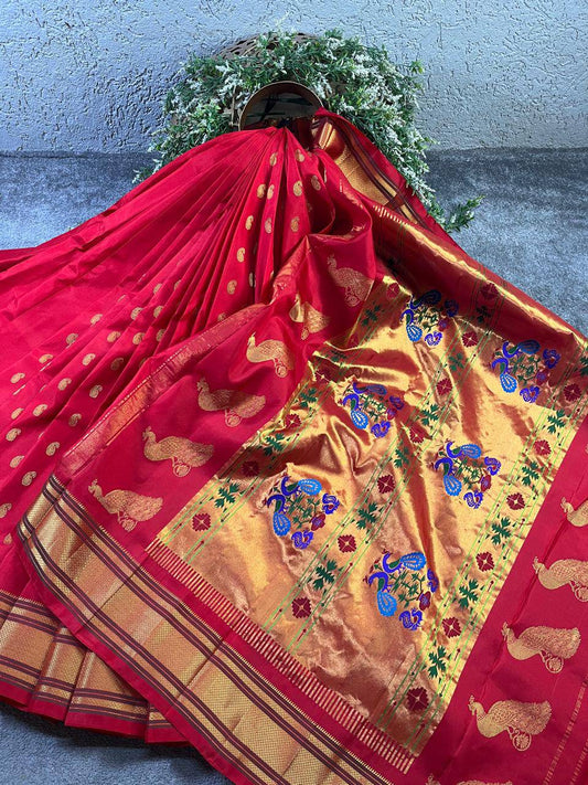 RED PURE SILK PAITHANI SAREE