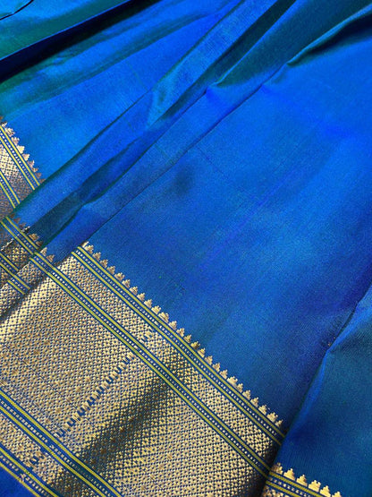 TWO TONE INK BLUE PURE SILK PAITHANI SAREE