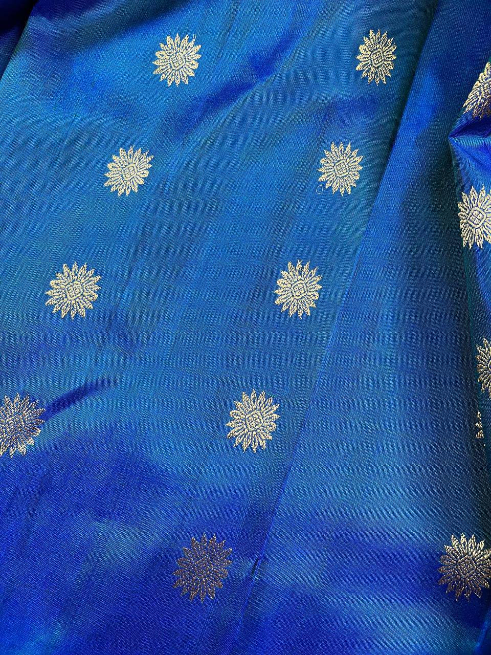 TWO TONE INK BLUE PURE SILK PAITHANI SAREE