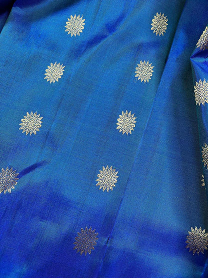 TWO TONE INK BLUE PURE SILK PAITHANI SAREE