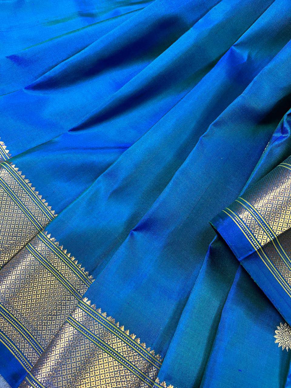 TWO TONE INK BLUE PURE SILK PAITHANI SAREE