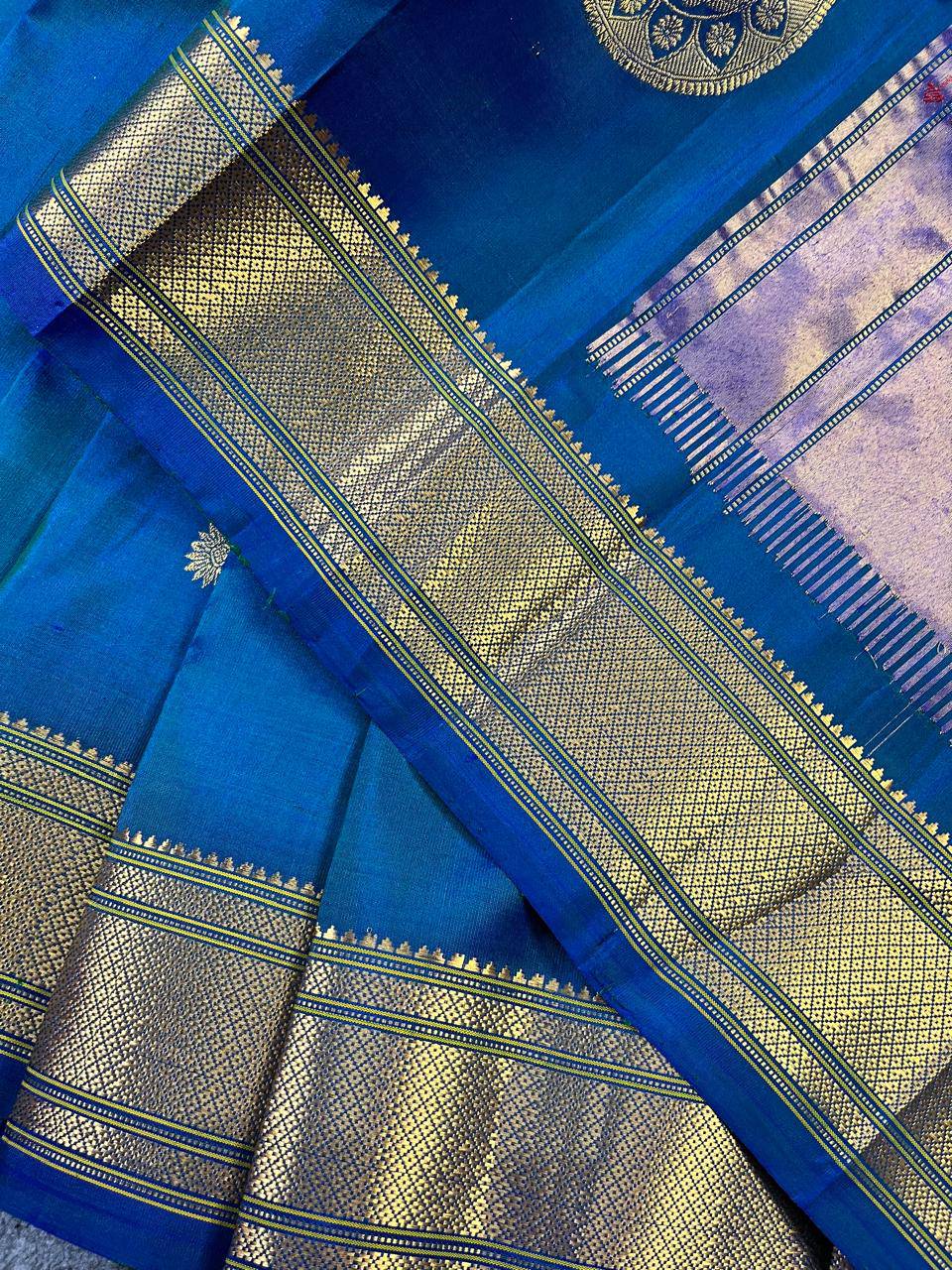 TWO TONE INK BLUE PURE SILK PAITHANI SAREE