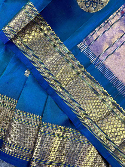 TWO TONE INK BLUE PURE SILK PAITHANI SAREE