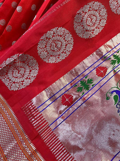RED PURE SILK PAITHANI SAREE